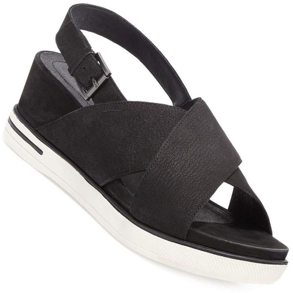 Eileen Fisher Black Leather Strappy Platforms 9